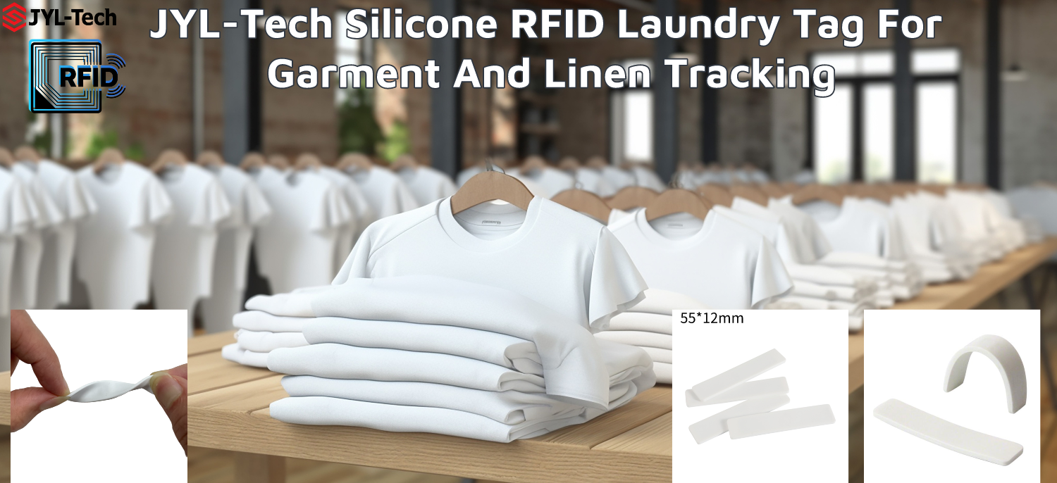 Etichetta per lavanderia RFID in silicone JYL-Tech per il monitoraggio di indumenti e biancheria